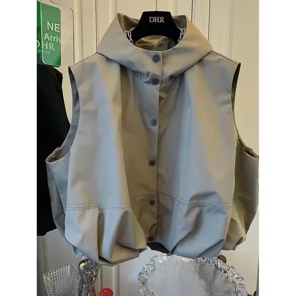 Gilets à capuche pour femmes, manteaux à simple boutonnage, hauts amples et décontractés, coréen, Simple, assorti avec tout, respirant, printemps automne