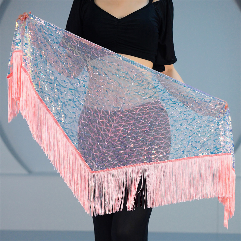 Écharpe de hanche de danse du ventre avec glands et paillettes, Mini jupe portefeuille triangulaire pour femmes, Performance orientale, Costume à franges, pratique d'entraînement