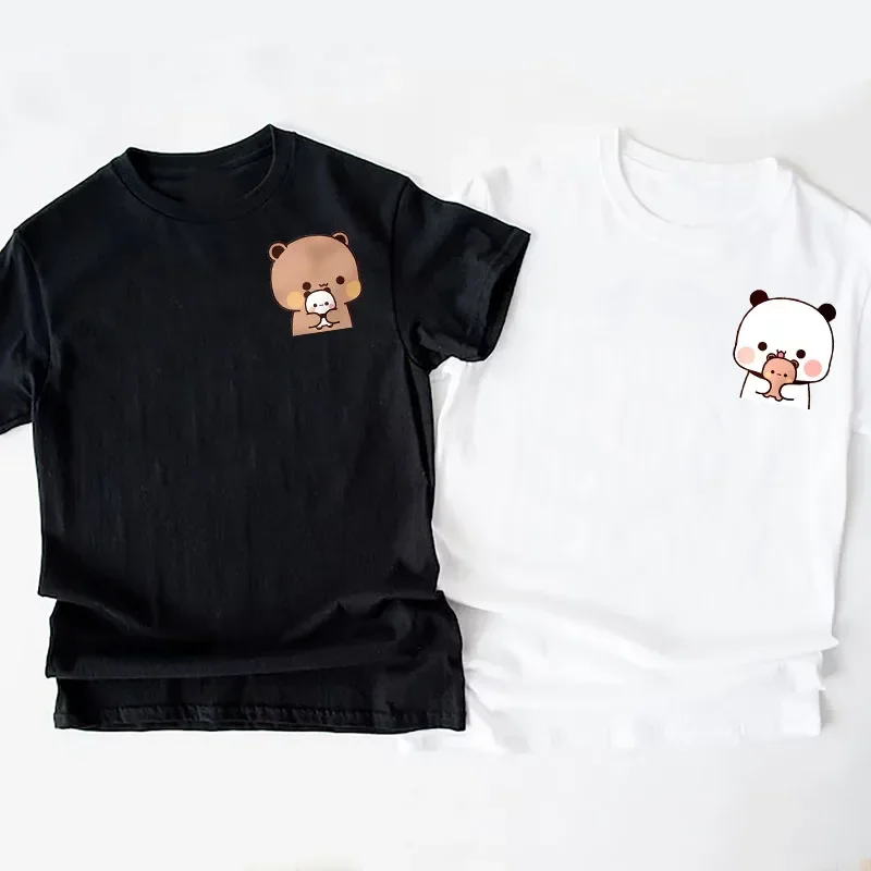 T-shirt Panda Bear Bubu Dudu et leurs bébés, T-shirt drôle pour couple, mode Harajuku Kawaii, vêtements Y2K pour femmes