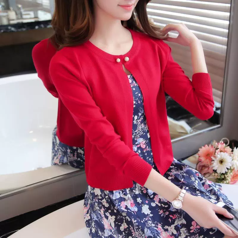Mode coréenne pull femmes court Cardigan manteau dames femme tricot pull à manches longues Crochet décontracté Cardigans femme BasicTops
