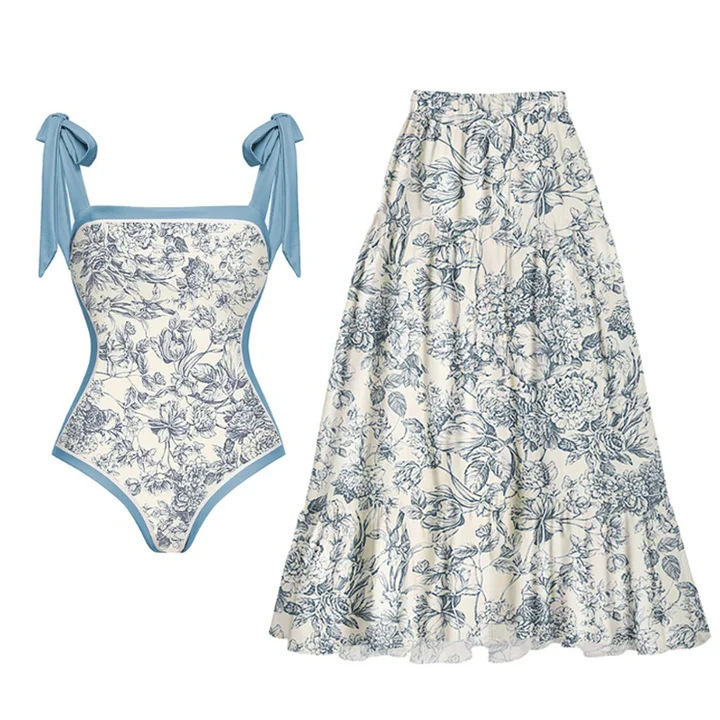 Sexy femmes couvrir maillots de bain Vintage une pièce nœud maillot de bain vêtements de plage maillot de bain impression Double face conception réversible