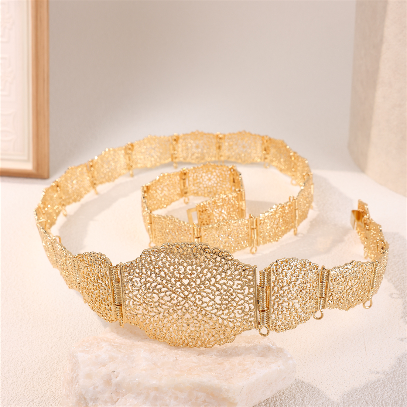 Ceinture en alliage de mariée marocaine, longueur réglable, chaîne de corps pour dame, décoration de taille aristocratique française