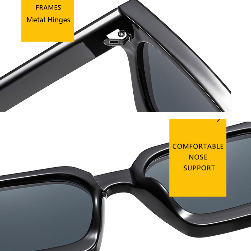 Lunettes de soleil carrées vintage pour hommes et femmes, monture noire grande, style rétro, lunettes de soleil de créateur, lunettes de conduite, protection UV400 pour hommes