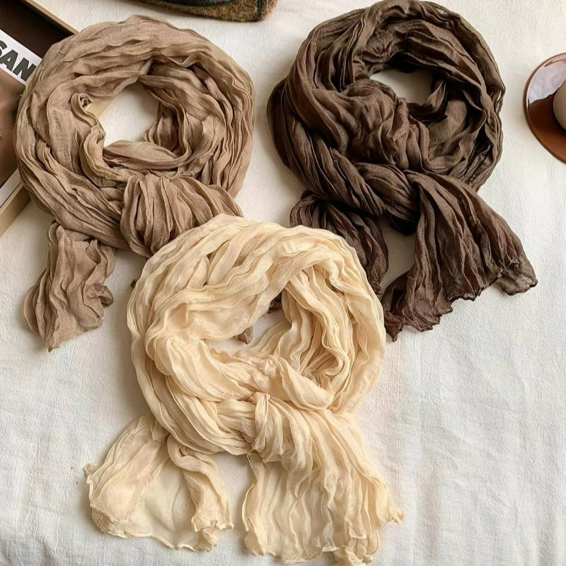 Écharpe en coton et lin tendance, vintage, décontractée, chaude, pour le cou, châle doux pour femme, écharpe respirante et douce.