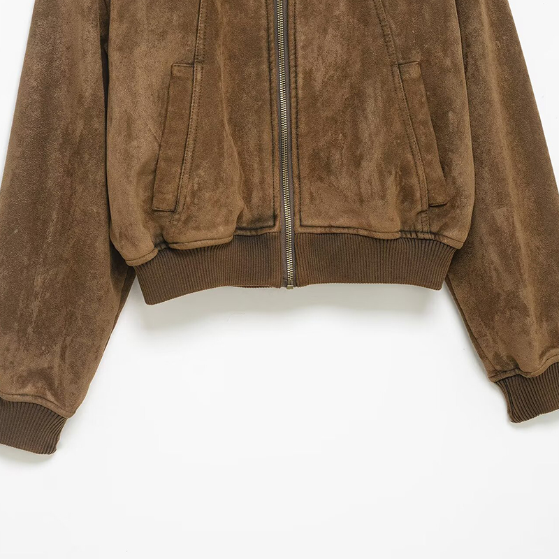 Vestes Manteaux Vêtements d'extérieur pour femmes Hauts à manches longues unis avec fermeture éclair 2026 zartins Mode élégante Khaki Casacas Femme Vestes courtes