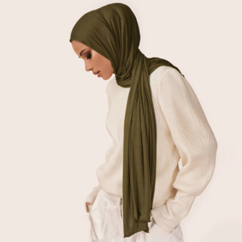 Hijab en jersey modal uni pour femme, écharpe châle musulman élastique, longue étole ronde et chaude, bande de sauna, 43 couleurs unies, 170x60cm, hiver