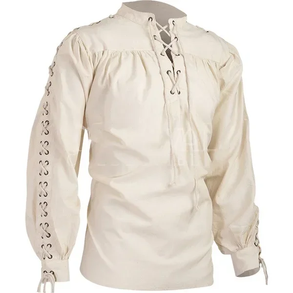 Adulte hommes médiéval chevalier guerrier Costume vert tunique vêtements Norman Chevalier tresse Pirate Saxon chemise haute pour hommes