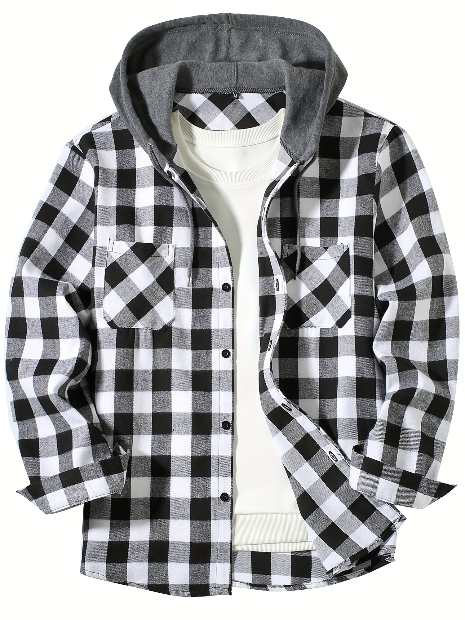 Nouveau manteau printemps-automne pour homme, chemise à capuche à carreaux ample, grande taille, mode décontractée, chemise à manches longues, style streetwear, tailles S-3XL