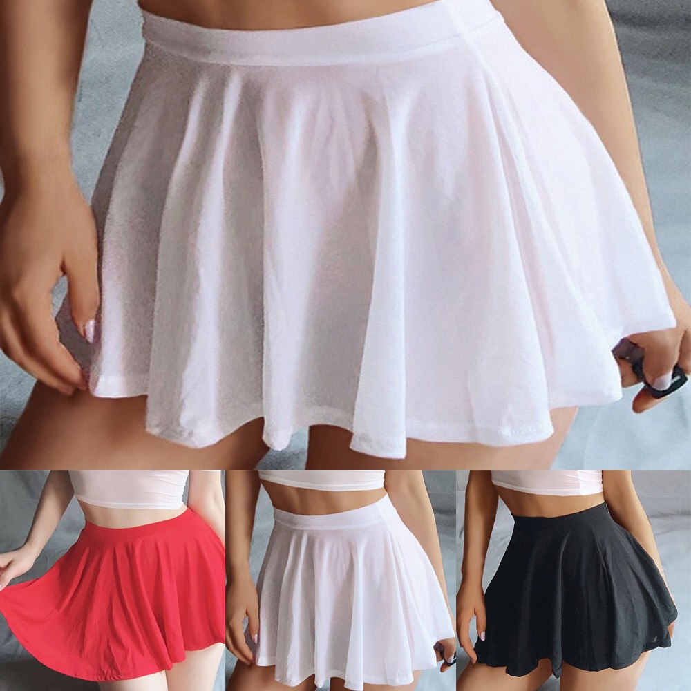 Mini jupe trapèze transparente plissée pour femme, taille haute, lingerie sexy, jupes transparentes, mode décontractée simple, dames