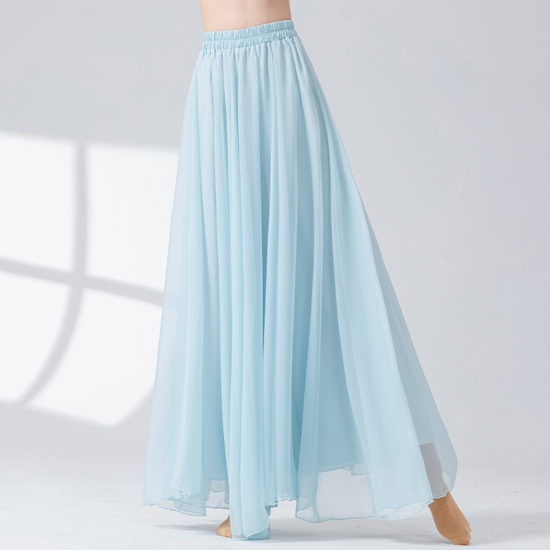 Jupe-culotte de danse moderne, ample, jambes larges, pantalon, vêtements d'entraînement de danseuse nationale folklorique chinoise, en mousseline de soie, fluide, Hanfu, scène classique