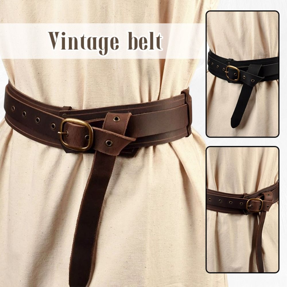 Ceinture de taille médiévale en cuir PU, ceinture de chevalier Viking, large et extensible, accessoires de Costume Vintage, Cosplay