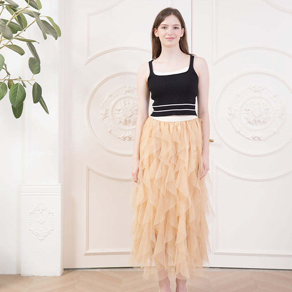 Jupe Tutu Grande Taille en Tulle à Volants Super Tendance Instagram pour Femme, Jupe Longue Féerique en Gaze Coupe A-Line