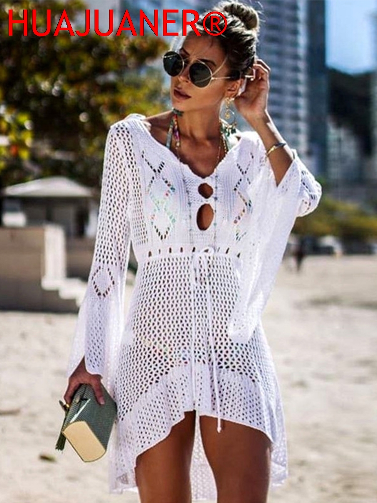 Sexy couvrir Bikini femmes maillot de bain couvrir plage maillot de bain vêtements de plage tricot maillots de bain maille Robe de plage tunique Robe