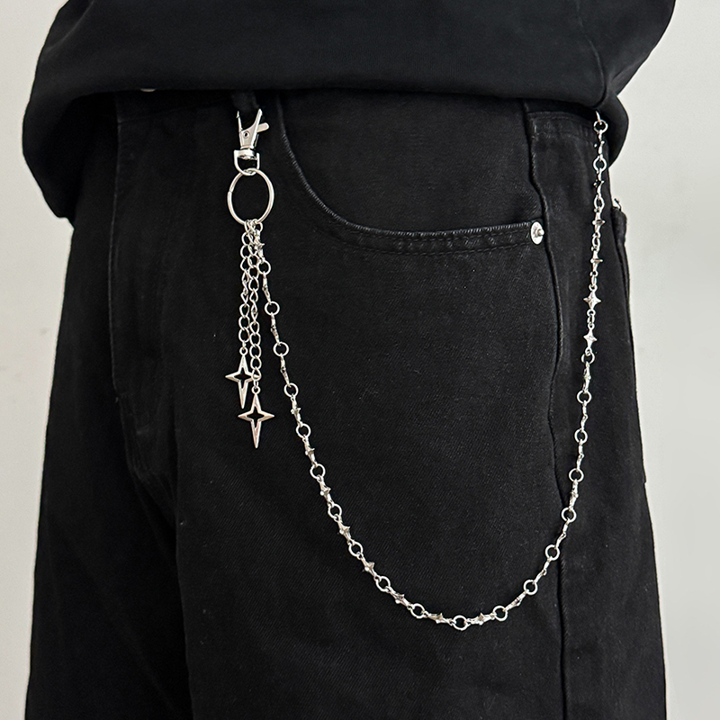 Pendentif chaîne vintage pour jean, porte-clés ceinture HipHop Goth pour hommes et femmes