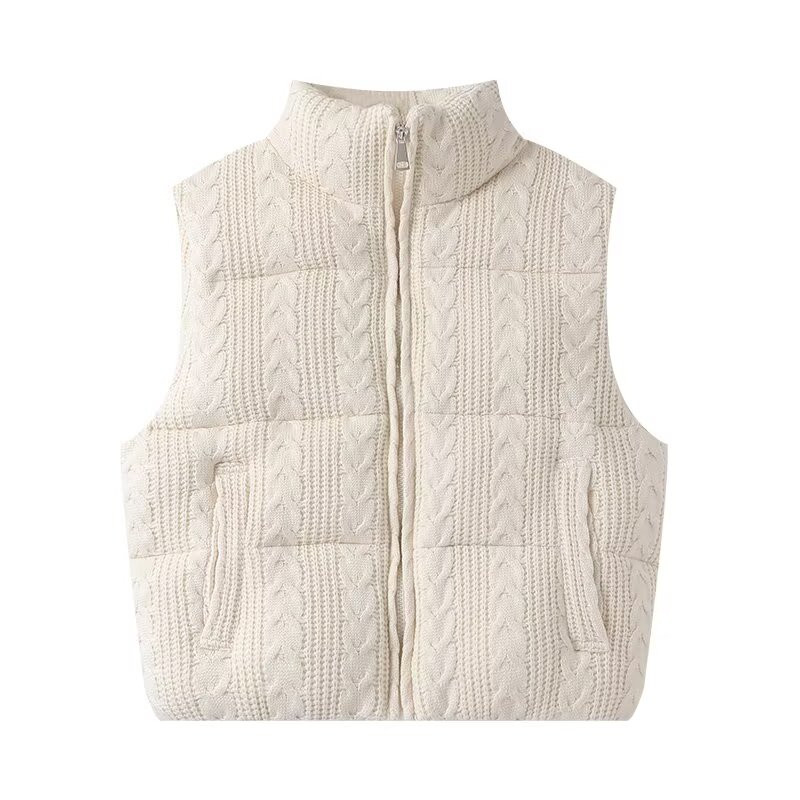 Gilet en tricot pour femme, manteau sans manches beige, veste unie, style streetwear tendance 2024, inszart
