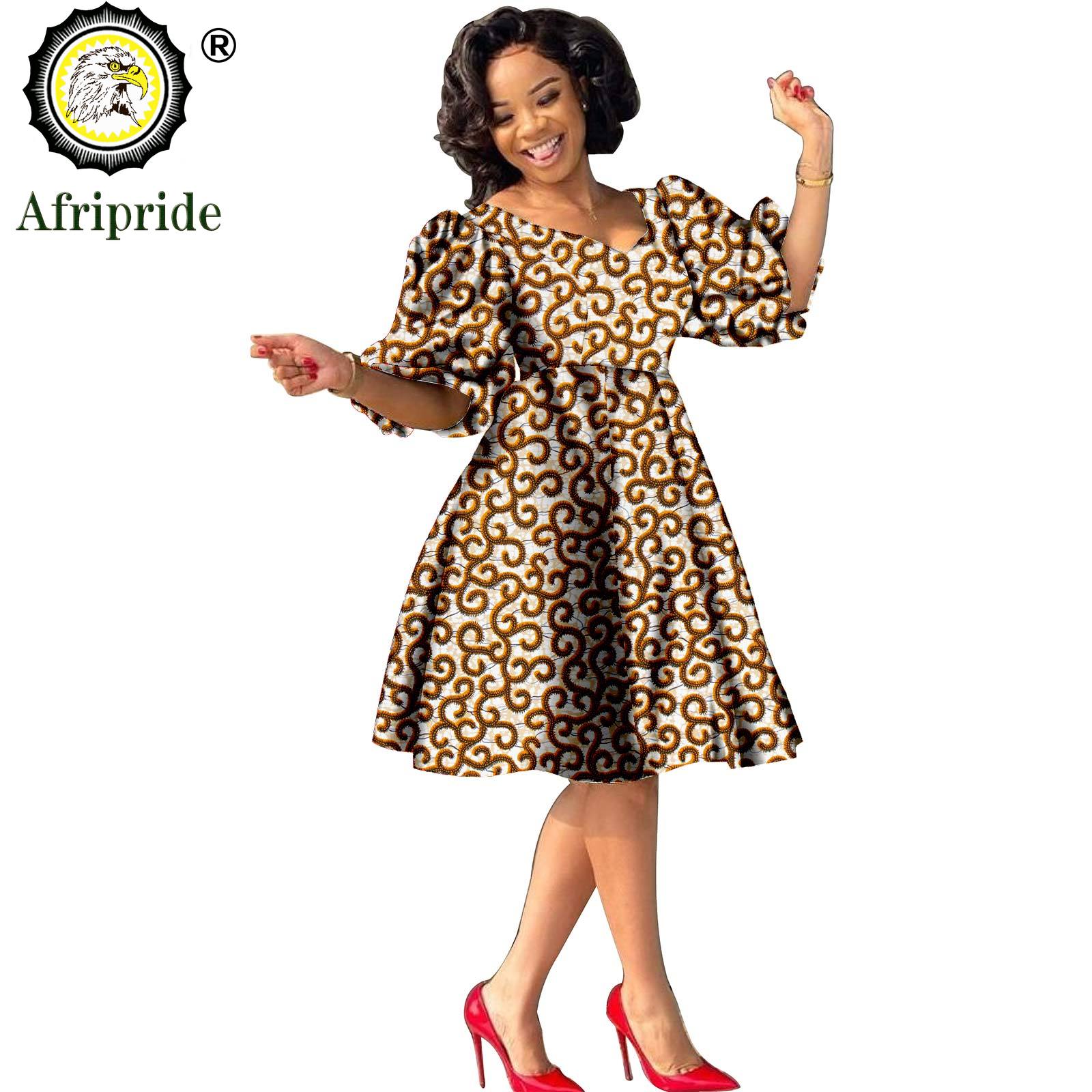 Robes africaines pour femmes, imprimé Ankara, grande taille, robe ample, col en V, pur coton, wax batik, tenues Dashiki, vêtements décontractés S2025029