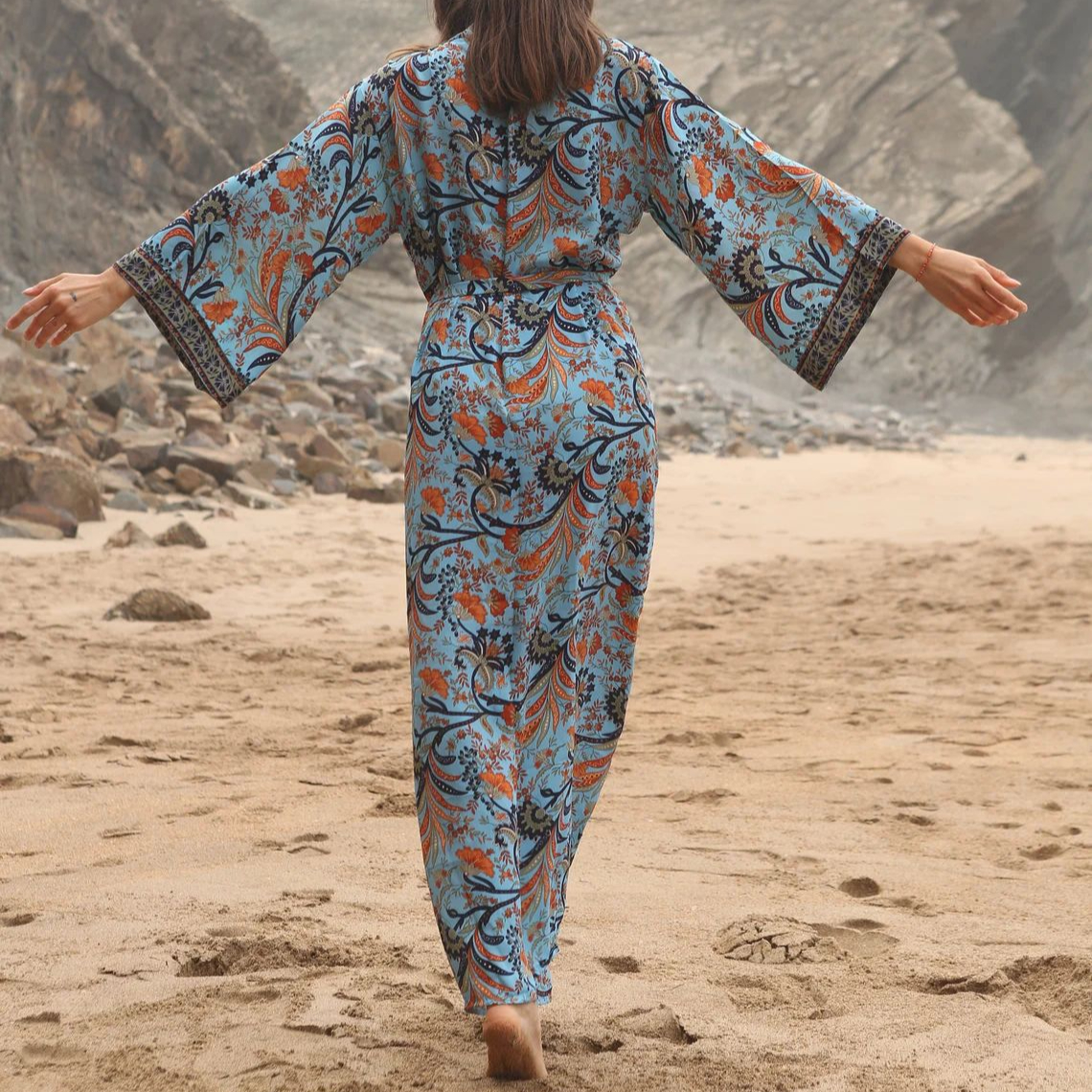 Kimono d'été en coton et rayonne pour femme, robe de plage, style boho, bikini, vêtement éducatif, surdimensionné