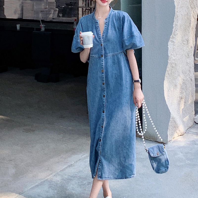 Robes en jean vintage pour femmes, été 2026, robe décontractée en jean fine, taille ample, vêtements féminins, robe KE6062