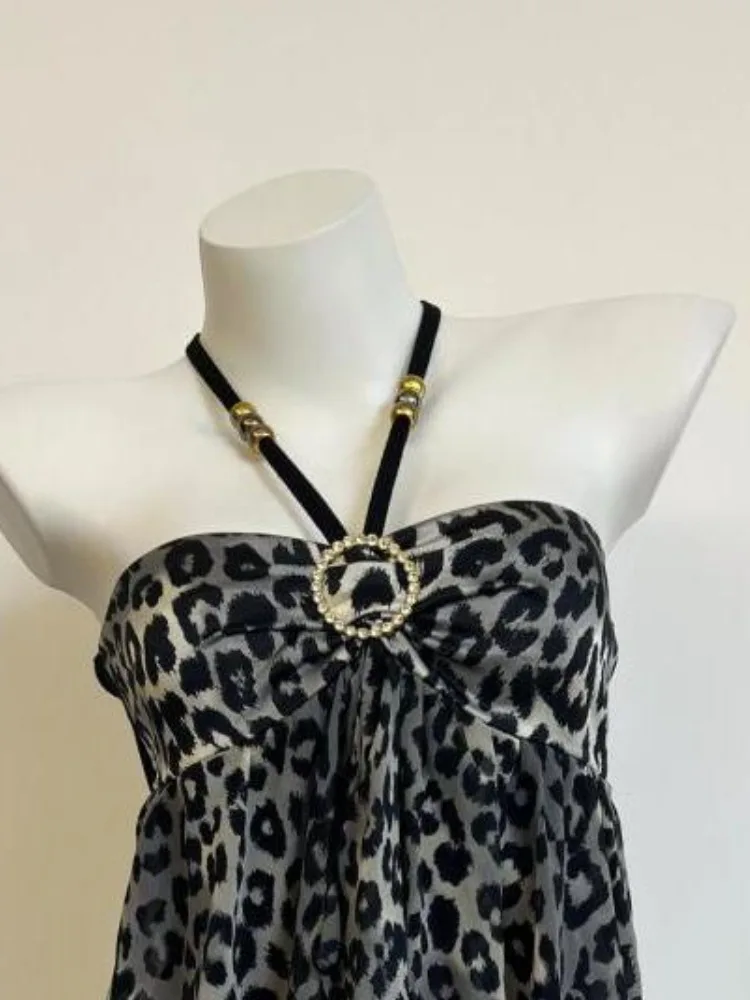 Femmes vêtements été culture hauts 2025 Ropa Mujer licou dos nu gilet ample doux coréen Camis coréen imprimé léopard Sexy réservoirs