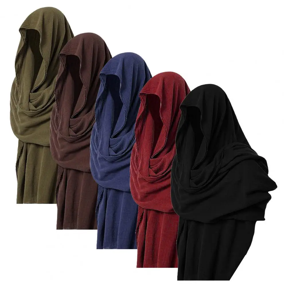 Écharpe Vintage en tissu doux pour hommes, confortable, respirant, couleur unie, garde au chaud, cape à capuche, Costume médiéval pour Banquet, printemps