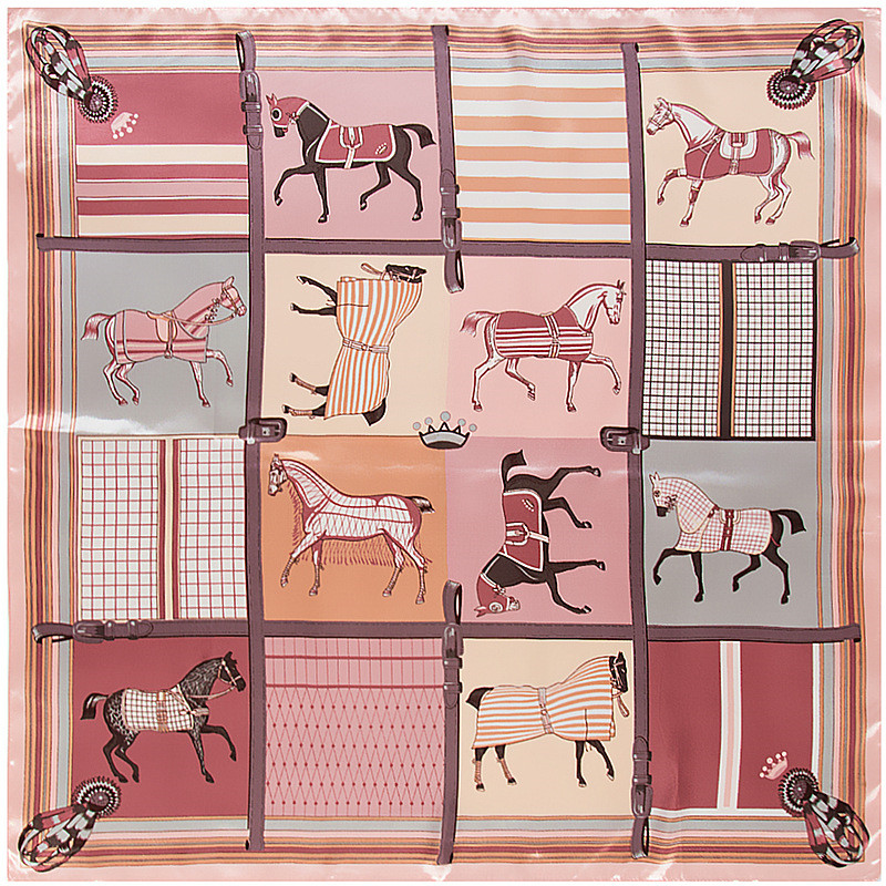 Écharpes à carreaux cheval pour femmes, écharpe carrée, châle bandana, hijab pour dames, mode féminine, 90cm