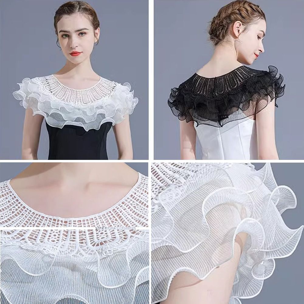 Châle fin en dentelle à volants, élégant, pour femme, protection solaire, idéal pour mariage, soirée ou comme cape de robe