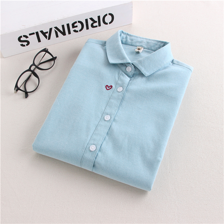 Marque broderie femmes Blouses 2024 nouveau printemps femmes à manches longues Blouse coton Oxford décontracté chemises blanches femmes hauts vêtements