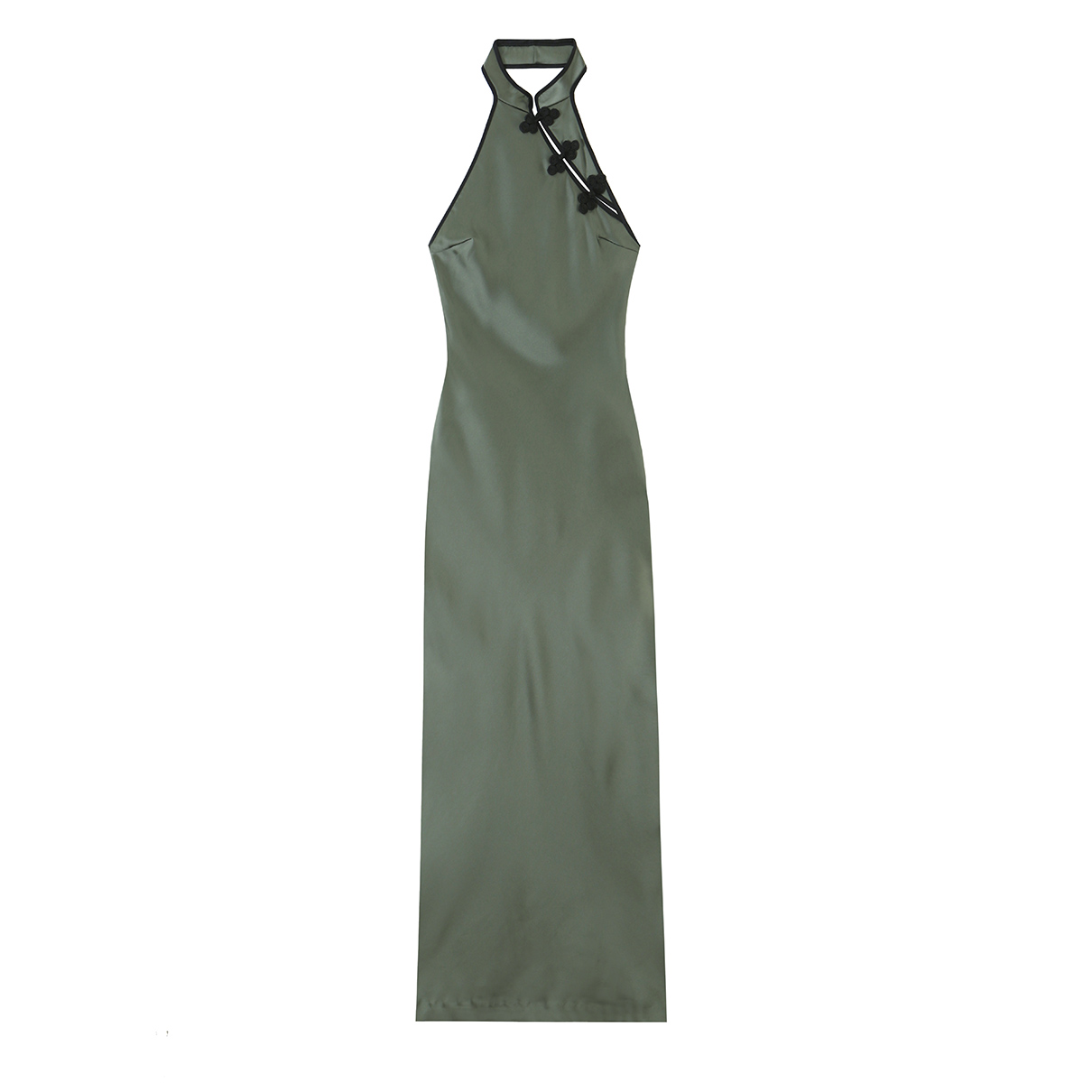 BSAY 2026 Robe Qipao mi-longue style chinois à col halter, boutons grenouille, jacquard, sans manches, moulante, élégante, pour femmes, idéale pour les soirées.