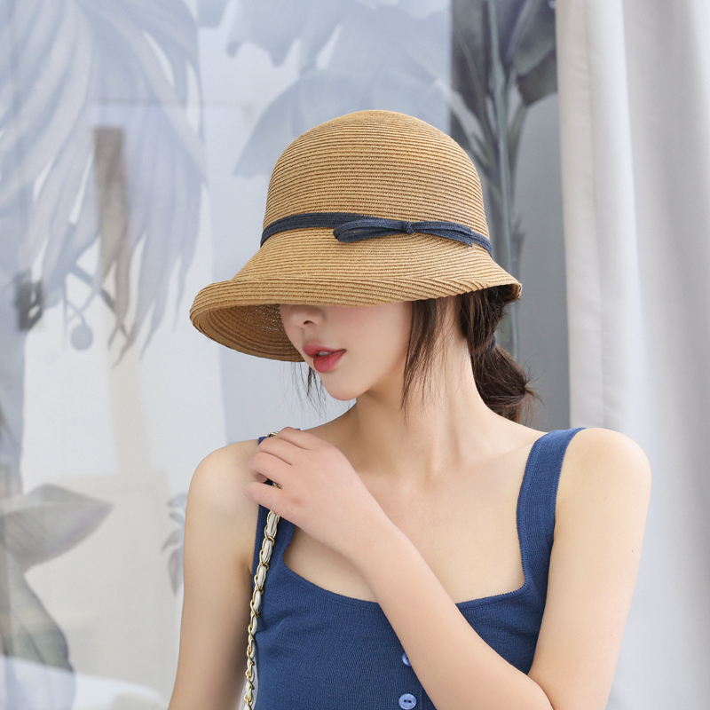 Chapeau d'été pour femmes, chapeau seau en paille, chapeau de plage, cérémonie, visière de ceinture, chapeau de protection solaire, printemps 2021