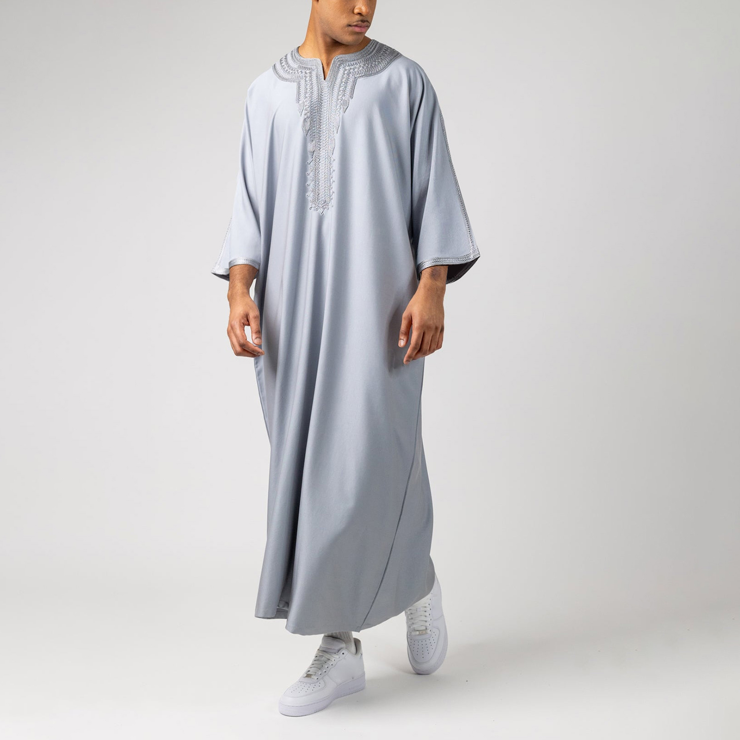 Gandoura-Robe traditionnelle brodée pour homme, vêtement musulman marocain, pour le Ramadan, abaya, 2024