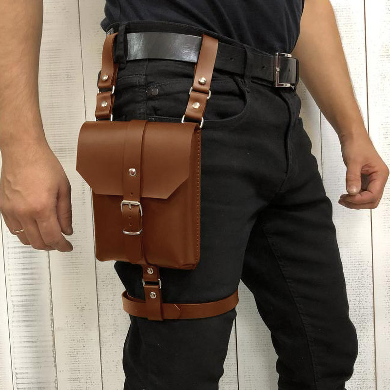 Steampunk jambe harnais ceinture sac Fanny Pack cuir téléphone portefeuille étui gothique jarretière pour hommes femmes LARP chevalier pochette goutte cuisse