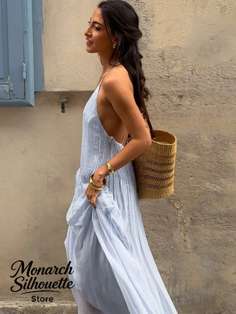 Robe imprimée à col licou pour femmes, sans manches, dos nu, taille haute, Mini Robe, fête d'été, Banquet, Style plage, 2025