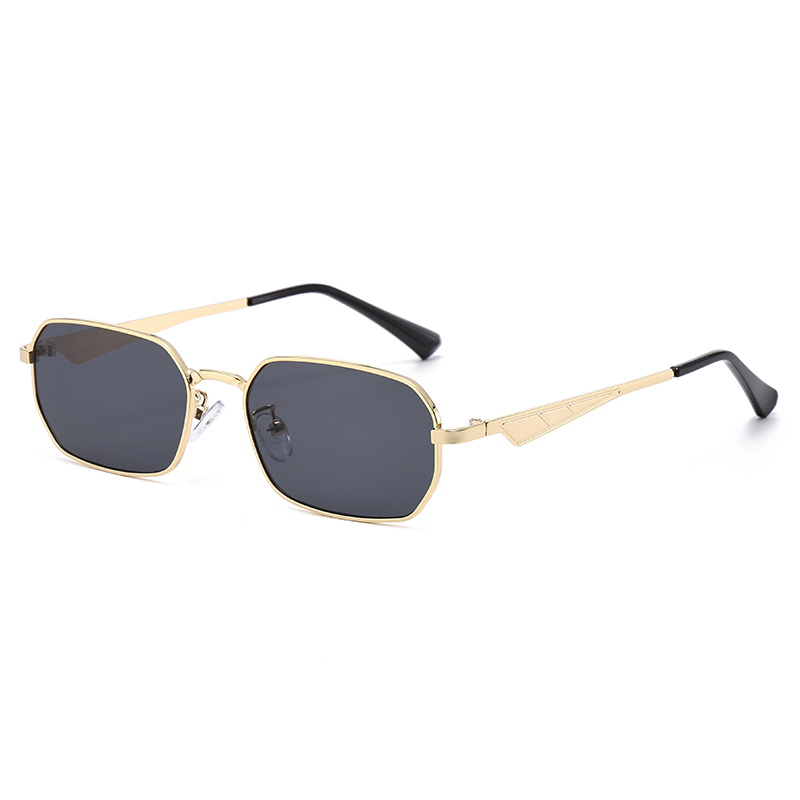 Mode petites lunettes de soleil carrées en métal hommes femmes en plein air décontracté couleur lentille lunettes de soleil Vintage Triangle jambes conception lunettes