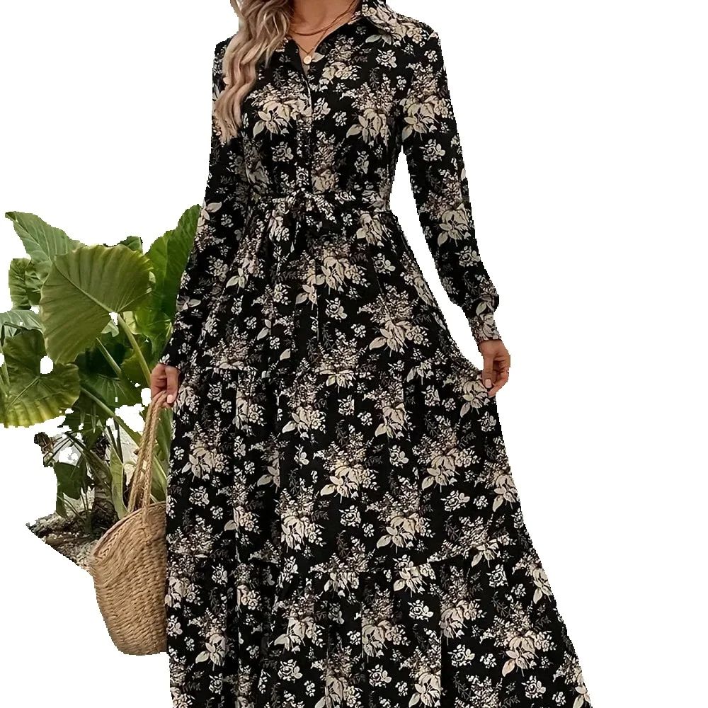 Les imprimés floraux dégagent une ambiance tendance et amincissante, avec des jupes pour femmes à manches longues et des styles décontractés amples.