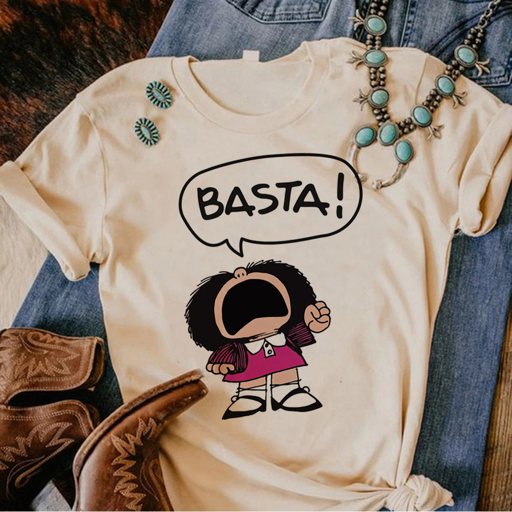 T-shirt graphique Mafalda pour filles, vêtements colorés, grunge, université, graphique numérique