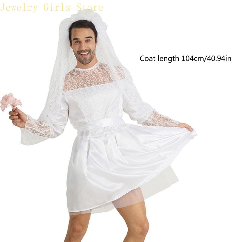 E56f Men Robe mariée Funny Bride Costume Costume Funny Novelty Fancy Dishing Outifts