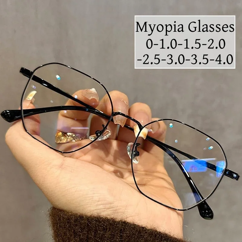 Lunettes rondes moins pour femmes et hommes, verres transparents ultra-légers, lunettes de vision de près, lunettes de myopie avec dioptrie, mode contrevenants