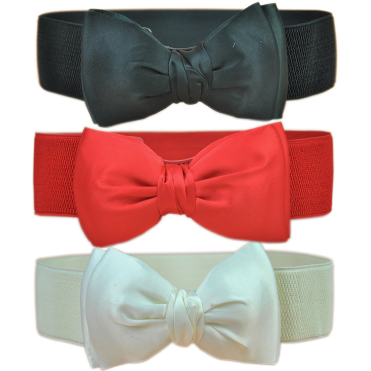 Ceinture large élastique unie pour femme avec nœud, élégante, pour robe, pull ou manteau, ceinture décorative pour femme