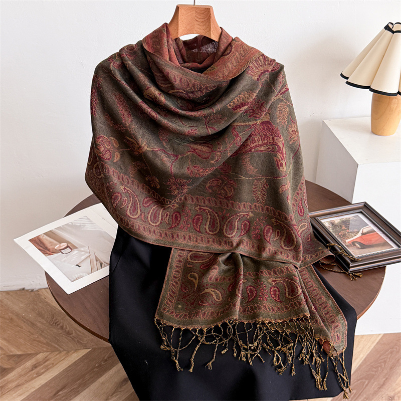 Écharpes en cachemire de marque de luxe pour femmes, châles et étoles imprimés chauds d'hiver, bandana en pashmina, foulard long jacquard à motif cachemire pour femme
