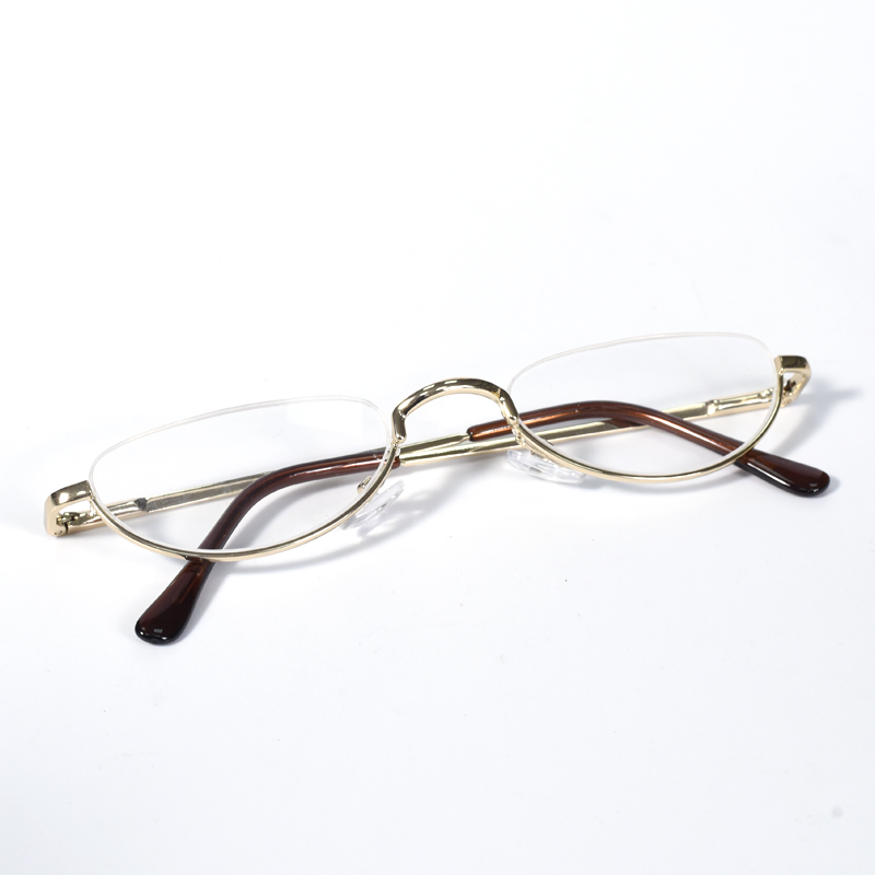 Lunettes de lecture rondes vintage à monture dorée pour hommes, demi-monture ronde pour femmes, anti-lumière bleue, avec charnière à ressort +125+175+225