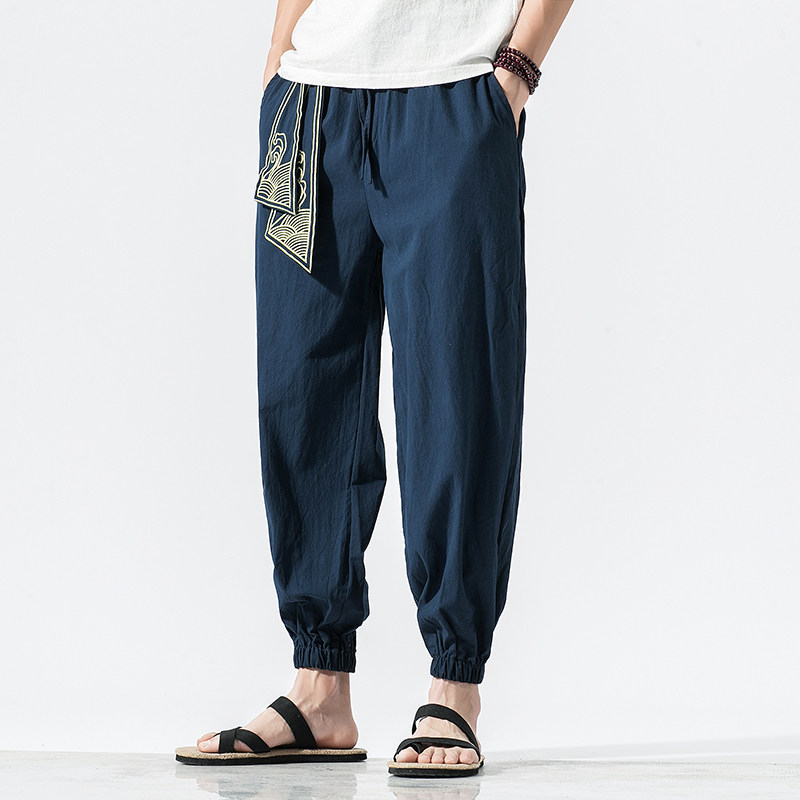 Kimono en coton et lin pour hommes, Costume de samouraï japonais, ceinture imprimée ukiyo-e, sarouel rétro, Hip Hop, Harajuku Haori, Baggy