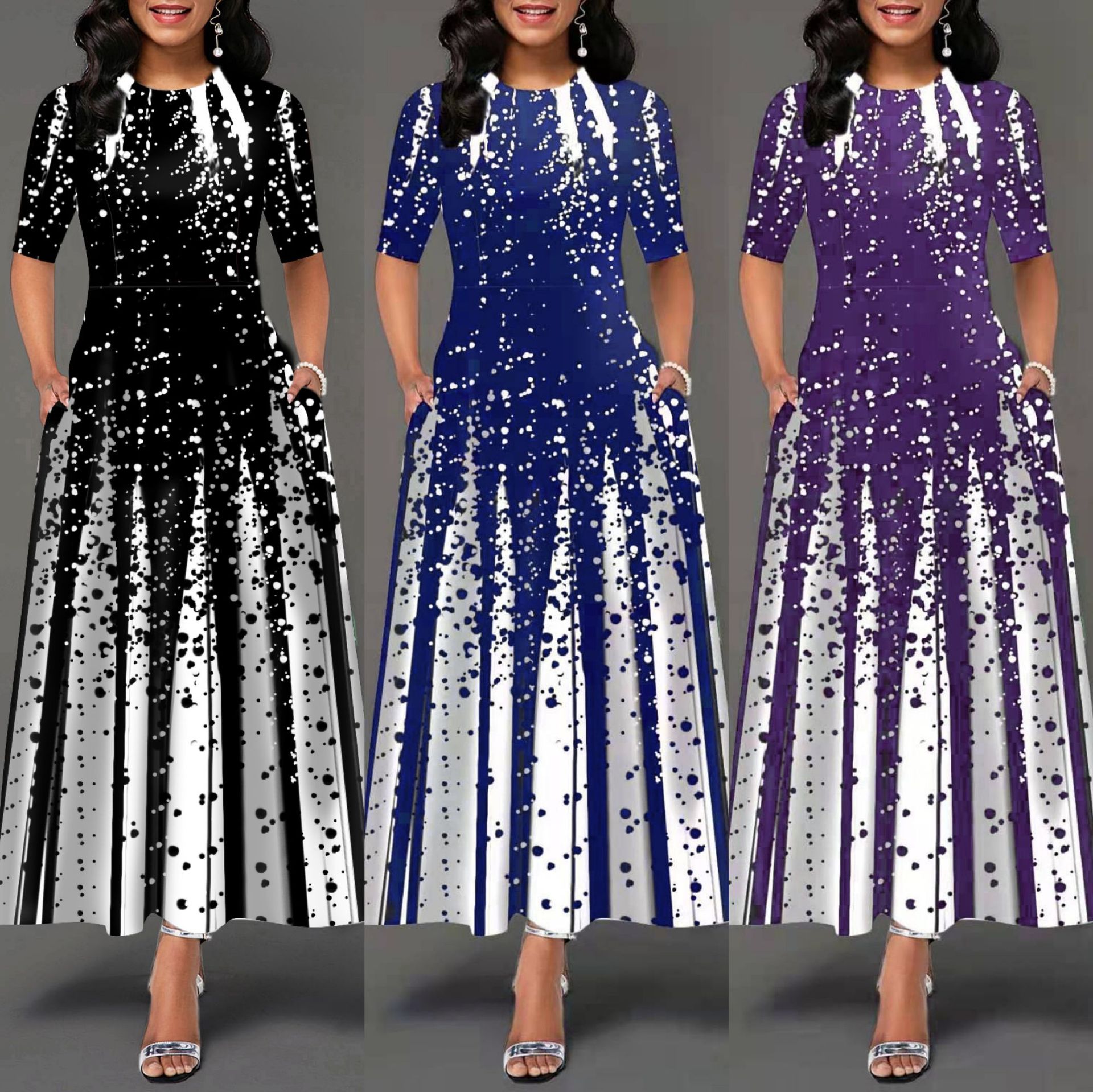 Bef123-Robe longue vintage à volants pour femmes, tenue de soirée élégante, grande taille 5XL, nouvelle collection printemps été
