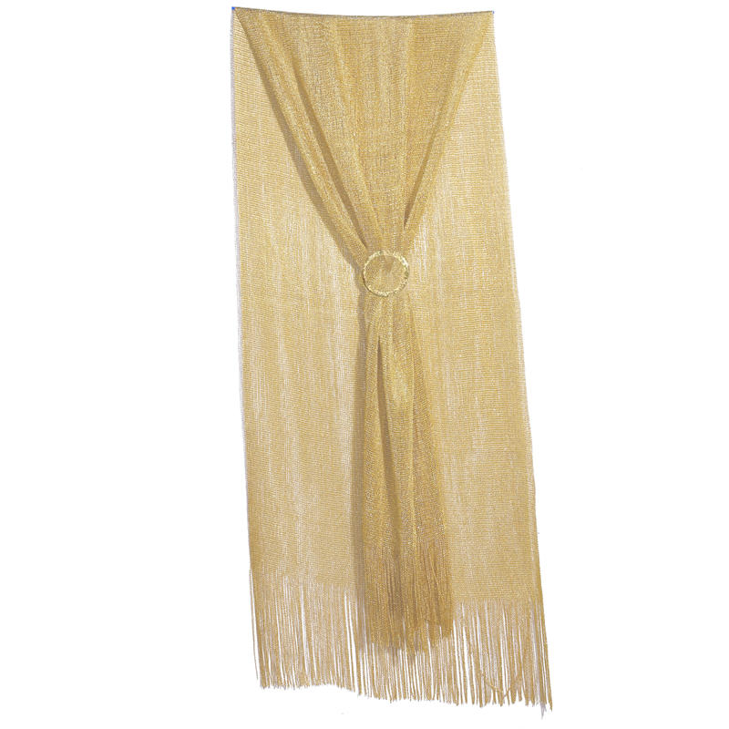 Châle décoratif pour femmes, écharpe à pampilles en soie dorée et argentée pour jeu de plage, avec boucle, tenue de dîner, de danse, de mariage
