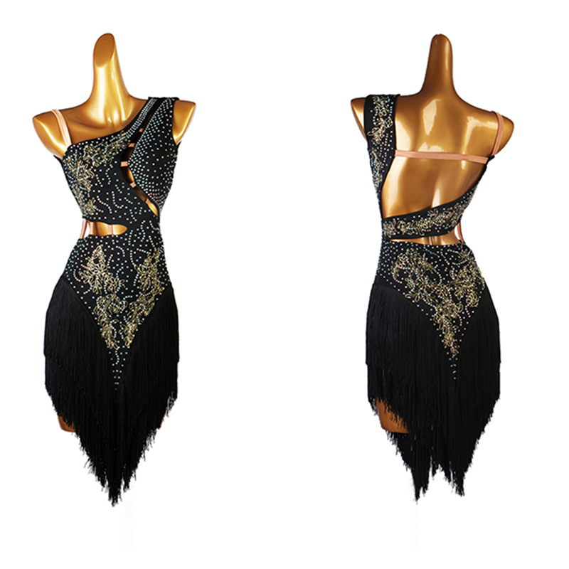 Robe de danse latine pour femmes, robe de concours de salle de bal à franges, vêtements de danse Rumba Salsa
