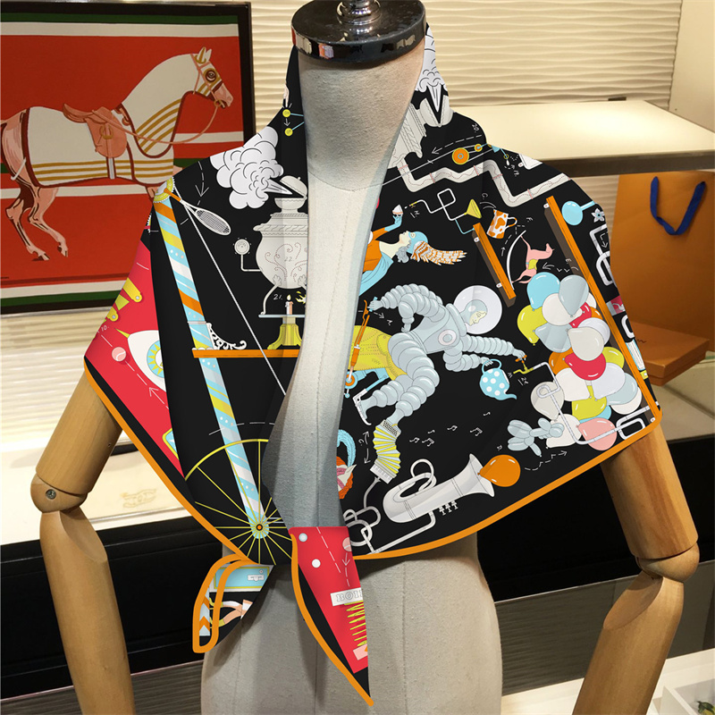 Injplanchers f-Foulards carrés pour femmes, écharpes de festival magique, enveloppes de plage, châles bandana, hijabs pour dames, 90cm