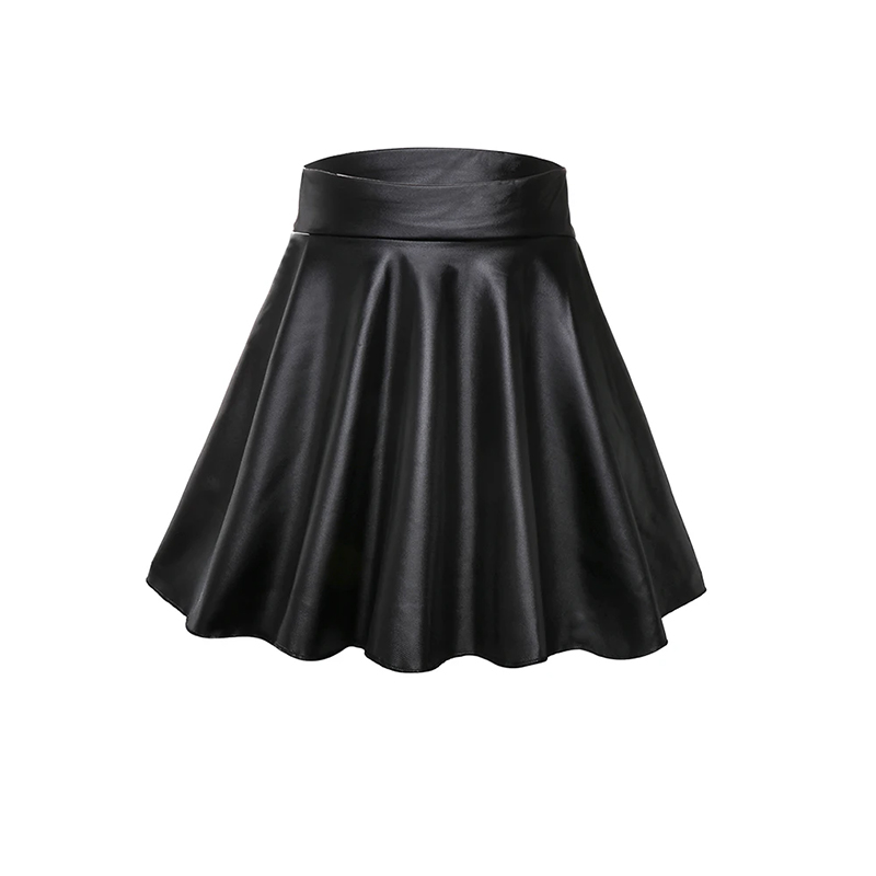 Demi-jupe texturée en Faux cuir taille haute pour femmes, jupe trapèze polyvalente et basique, jupe parapluie, Mini jupe Sexy et Slim