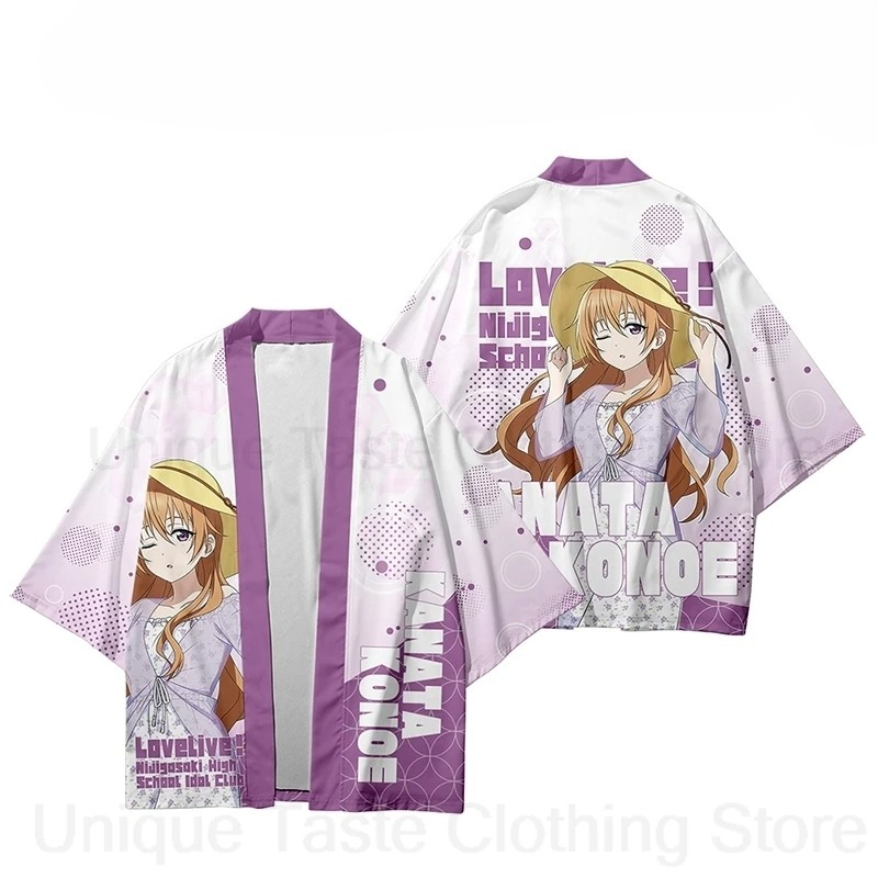Kimono japonais d'été Anime Yukata Harajuku pour femmes et hommes, chemise Kimono à manches courtes