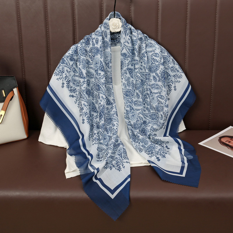 Foulard Carré en Coton pour Femme, Style Bohème Musulman, Hijab, Châle, Enveloppant, Paisley, Bandana, Pashmina, Nouvelle Collection 110, 2024 cm