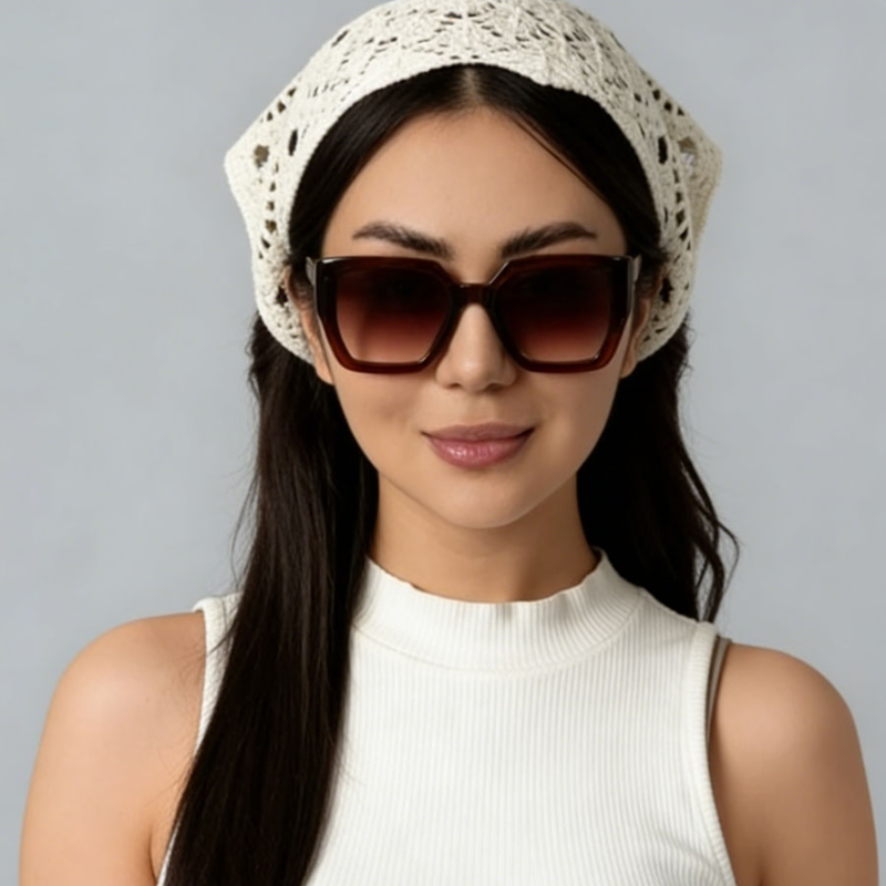 Foulard triangulaire en crochet pour femme, fait main, en dentelle, style japonais, tricoté ajouré, style champêtre doux, accessoires pour cheveux