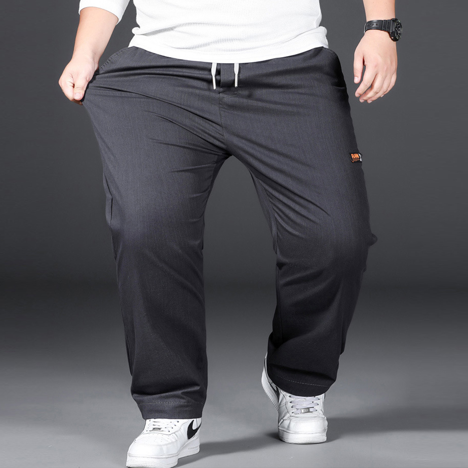 Grande taille 12XL pantalon hommes pantalon décontracté taille élastique pantalon droit homme mode gris noir pantalon grande taille 10XL 12XL